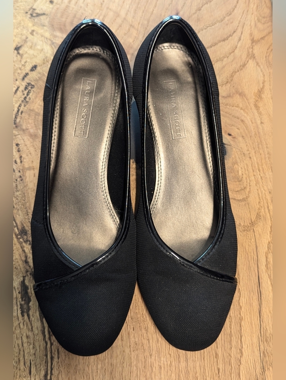 LAURA SCOTT Lena Black Slip on wedge heels women's size 9M